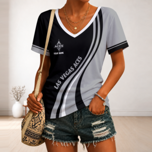Limited Edition – Customized WNBA Las Vegas Aces V-Neck Female Shirt