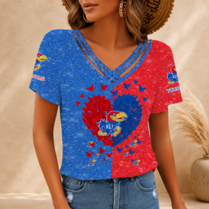 Limited Edition – Customized NCAA Kansas Jayhawks V-Neck Shirt