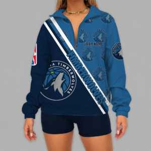 Limited Edition – Customized NBA Minnesota Timberwolves V-Neck Zipper Sweatshirt Jacket