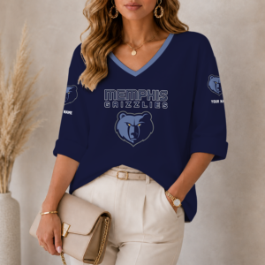 Limited Edition – Customized NBA Memphis Grizzlies Women’s Heart V-Neck Long Sleeve Shirt