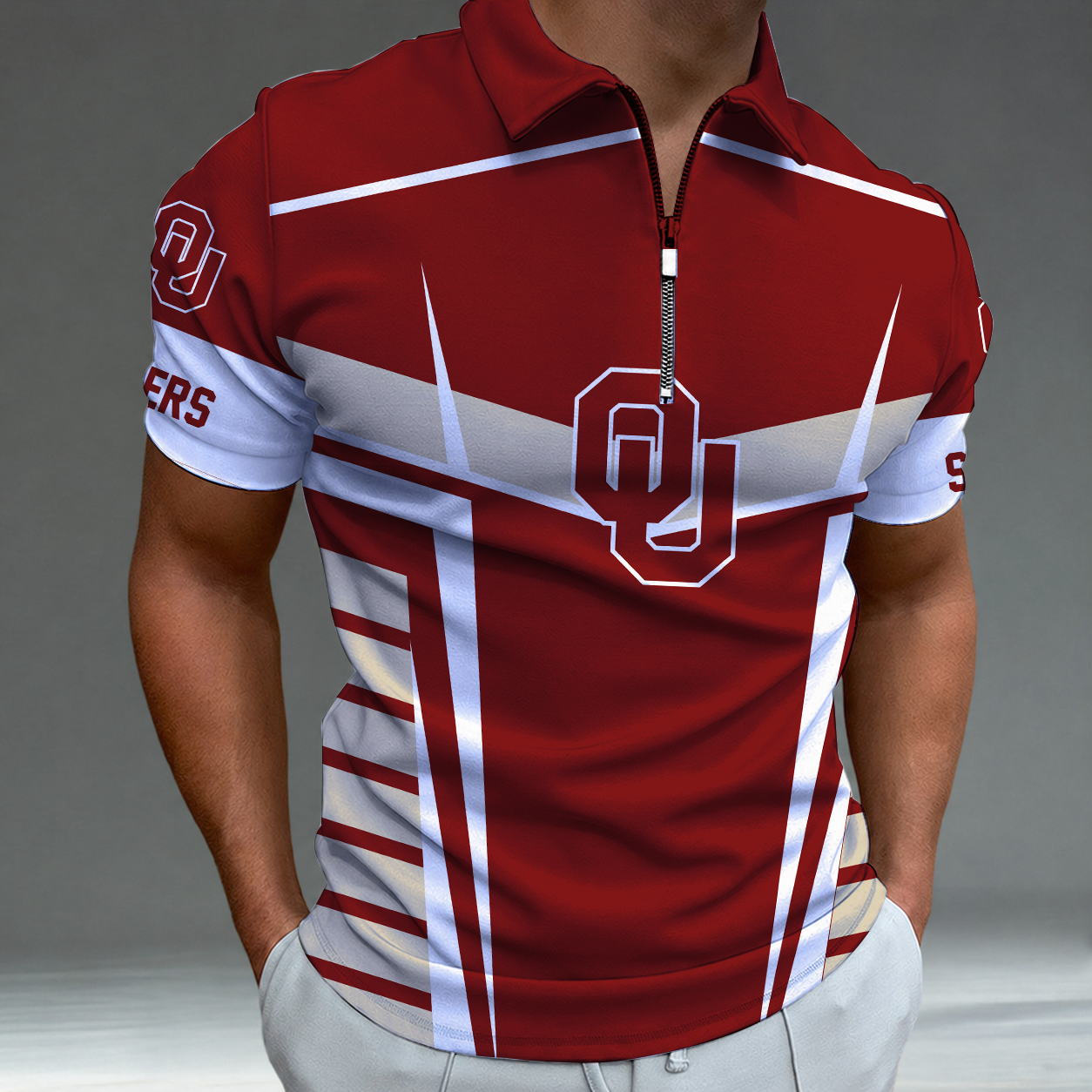 Limited Edition – New Customized NCAA Oklahoma Sooners Zip Polo Shirt