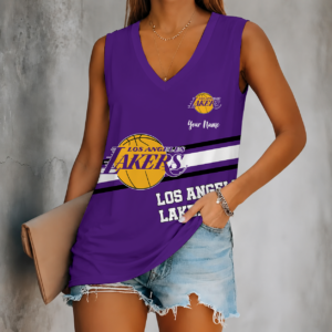 Limited Edition – Customized NBA Los Angeles Lakers Women’s V-Neck Tank Top