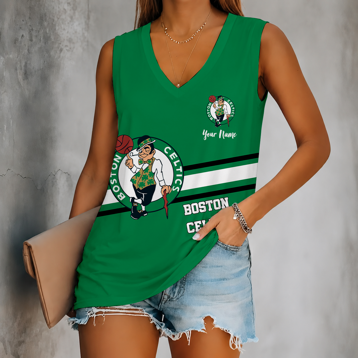 Limited Edition – Customized NBA Boston Celtics Women’s V-Neck Tank Top