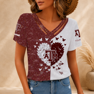 Limited Edition – Customized NCAA Texas A&M Aggies V-Neck Shirt