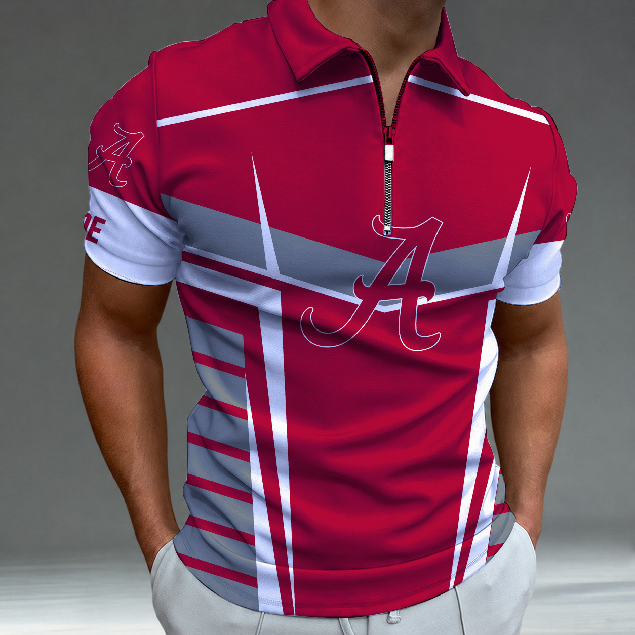 Limited Edition – New Customized NCAA Alabama Crimson Tide Zip Polo Shirt