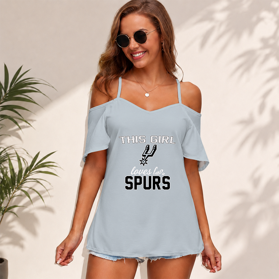 Limited Edition – Customized NBA San Antonio Spurs Women’s Strappy Off-Shoulder Top