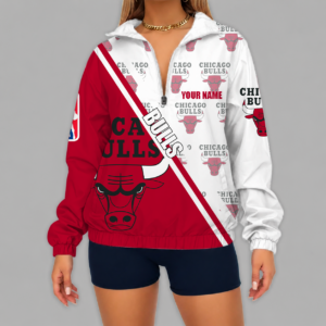 Limited Edition – Customized NBA Chicago Bulls V-Neck Zipper Sweatshirt Jacket
