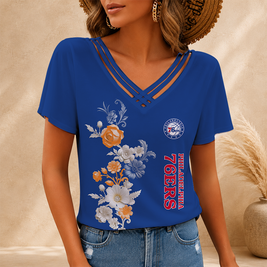 Limited Edition – Customized NBA Philadelphia 76Ers V-Neck Shirt