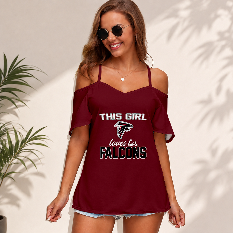 Limited Edition – Customized NFL Atlanta Falcons Women’s Strappy Off-Shoulder Top