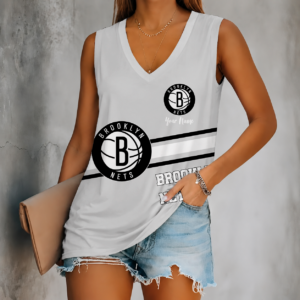 Limited Edition – Customized NBA Brooklyn Nets Women’s V-Neck Tank Top