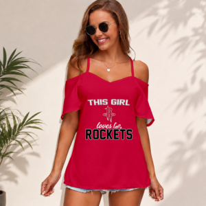 Limited Edition – Customized NBA Houston Rockets Women’s Strappy Off-Shoulder Top