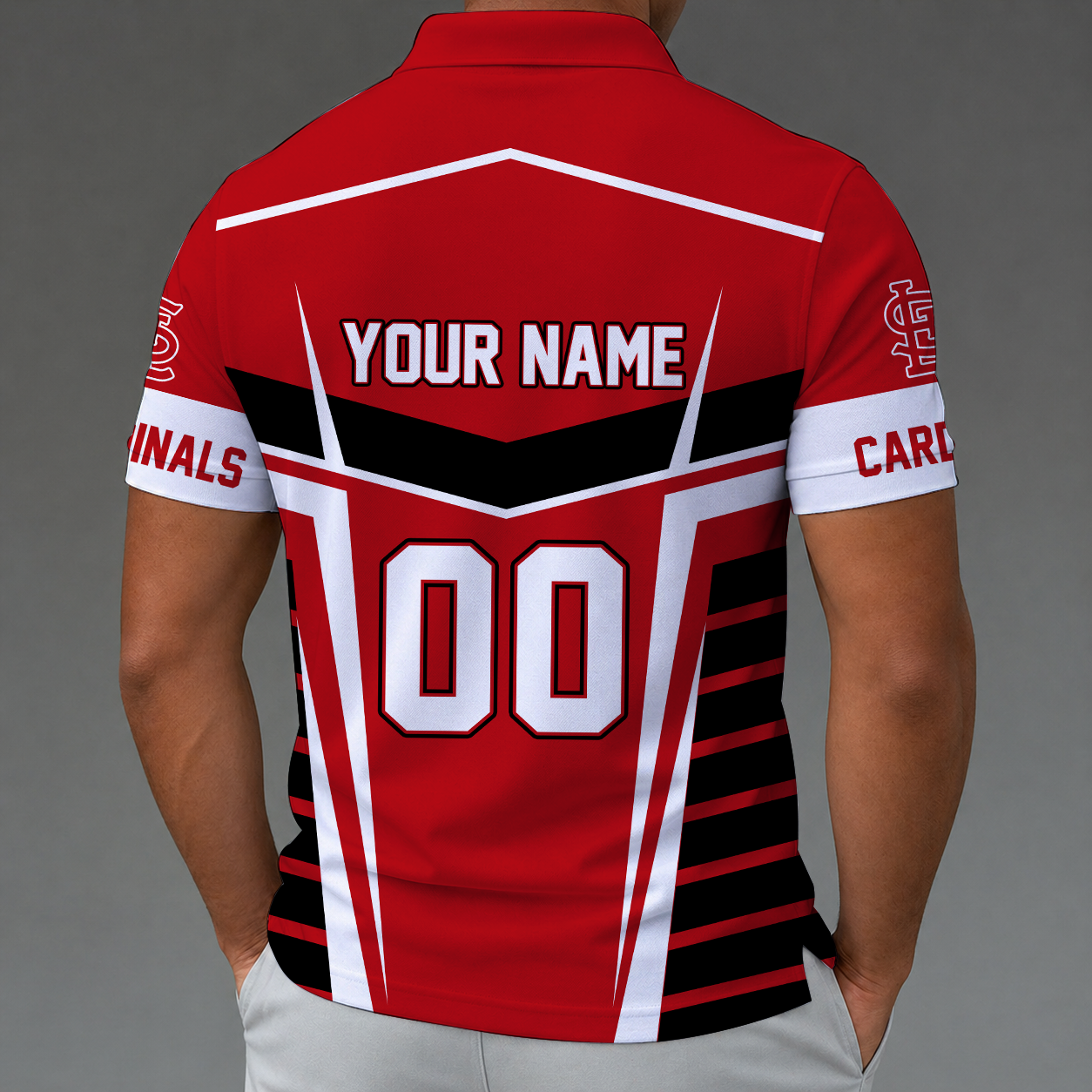 Limited Edition – Customized MLB St. Louis Cardinals Zip Polo Shirt - Image 2