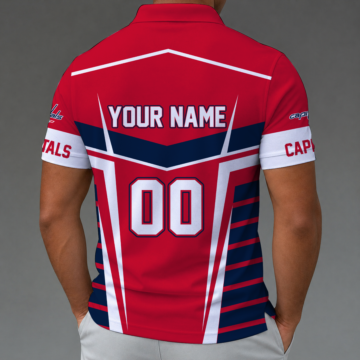 Limited Edition – Customized NHL Washington Capitals Zip Polo Shirt - Image 2