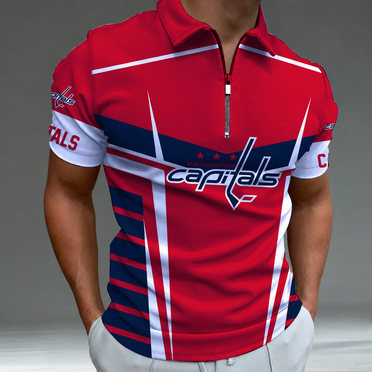 Limited Edition – Customized NHL Washington Capitals Zip Polo Shirt