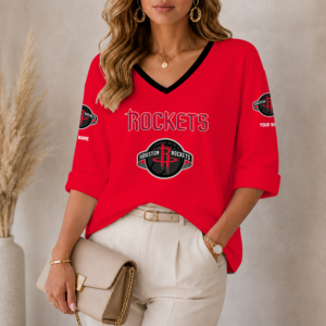 Limited Edition – Customized NBA Houston Rockets Women’s Heart V-Neck Long Sleeve Shirt