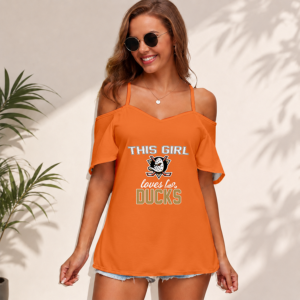 Limited Edition – Customized NHL Anaheim Ducks Women’s Strappy Off-Shoulder Top