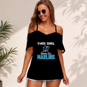 Limited Edition – Customized MLB MiaMiami Marlins Women’s Strappy Off-Shoulder Top