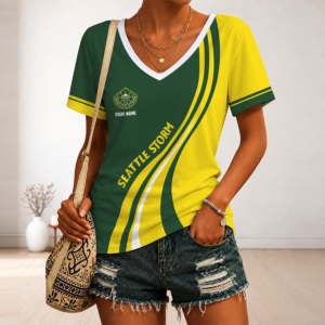 Limited Edition – Customized WNBA Seattle Storm V-Neck Female Shirt