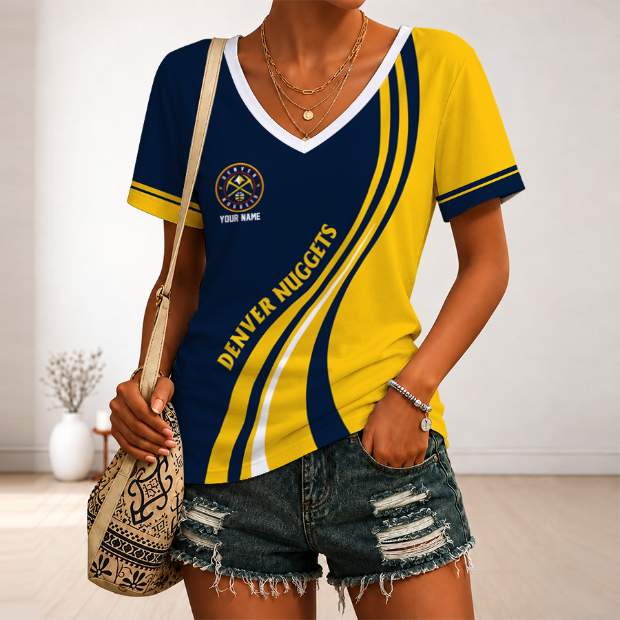 Limited Edition – New Customized NBA Denver Nuggets V-Neck Female Shirt TTH2107126