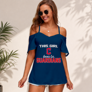 Limited Edition – Customized MLB Cleveland Guardians Women’s Strappy Off-Shoulder Top