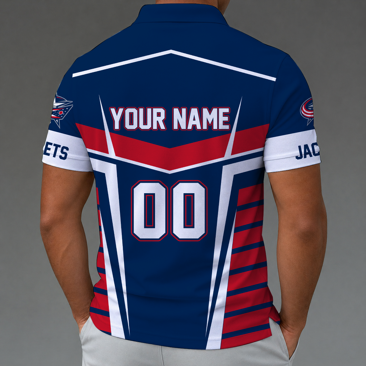 Limited Edition – Customized NHL Columbus Blue Jackets Zip Polo Shirt - Image 2
