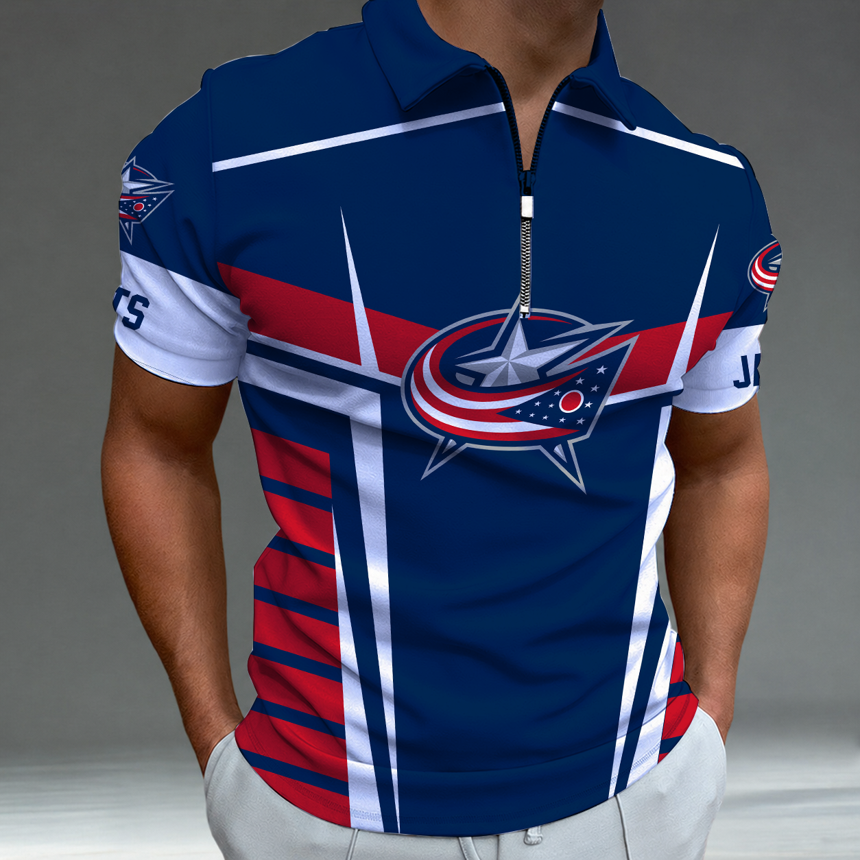 Limited Edition – Customized NHL Columbus Blue Jackets Zip Polo Shirt