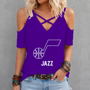 Limited Edition – Customized NBA Utah Jazz Criss Cross V-Neck Top