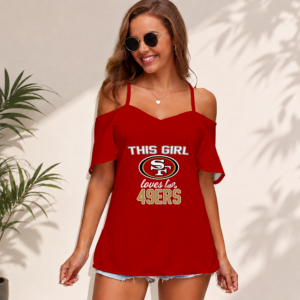 Limited Edition – Customized NFL San Francisco 49Ers Women’s Strappy Off-Shoulder Top