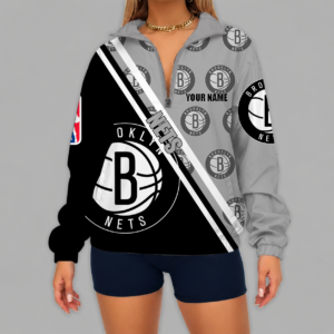 Limited Edition – Customized NBA Brooklyn Nets V-Neck Zipper Sweatshirt Jacket