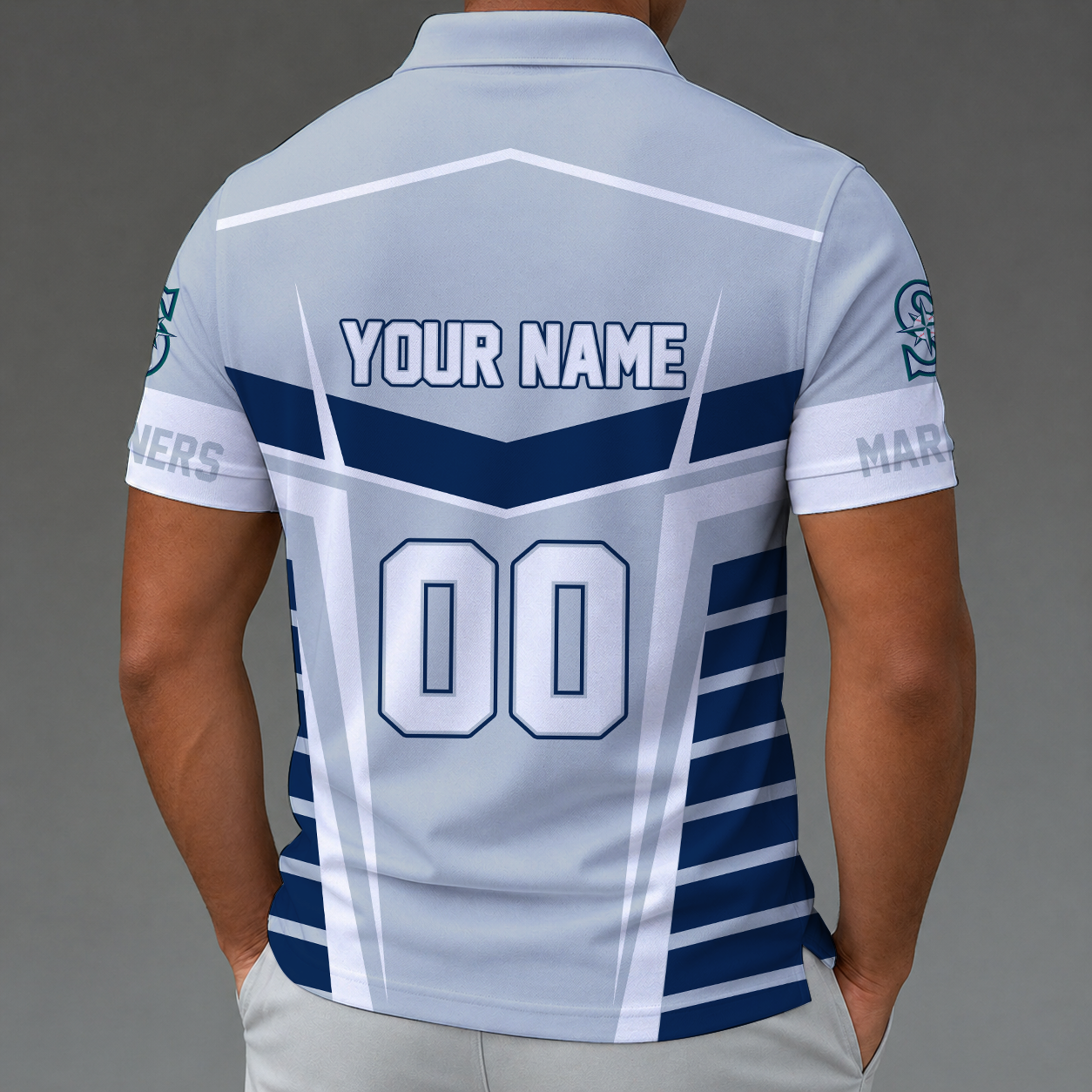 Limited Edition – Customized MLB Seattle Mariners Zip Polo Shirt - Image 2