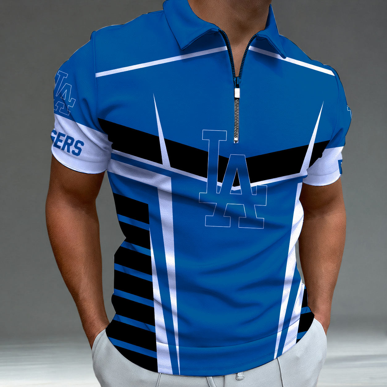 Limited Edition – Customized MLB Los Angeles Dodgers Zip Polo Shirt