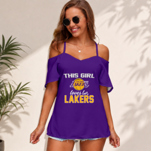 Limited Edition – Customized NBA Los Angeles Lakers Women’s Strappy Off-Shoulder Top