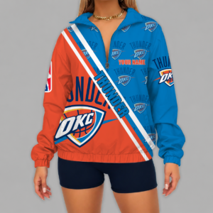 Limited Edition – Customized NBA Oklahoma City Thunder V-Neck Zipper Sweatshirt Jacket