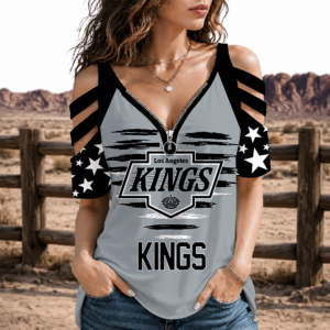 Limited Edition – Customized NHL Los Angeles Kings Strappy Cold-Shoulder Top