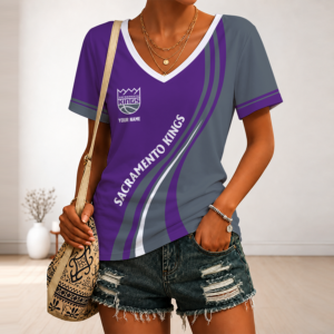 Limited Edition – New Customized NBA Sacramento Kings V-Neck Female Shirt TTH2107126