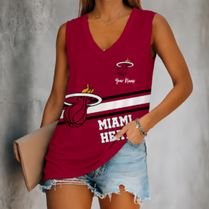 Limited Edition – Customized NBA Miami Heat Women’s V-Neck Tank Top
