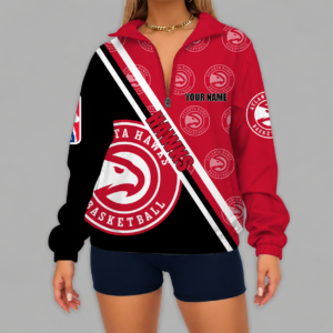 Limited Edition – Customized NBA Atlanta Hawks V-Neck Zipper Sweatshirt Jacket