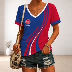 Limited Edition – New Customized NBA Detroit Pistons V-Neck Female Shirt TTH2107126