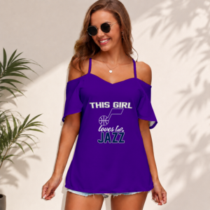 Limited Edition – Customized NBA Utah Jazz Women’s Strappy Off-Shoulder Top