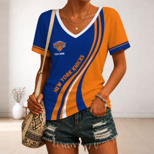 Limited Edition – New Customized NBA New York Knicks V-Neck Female Shirt TTH2107126