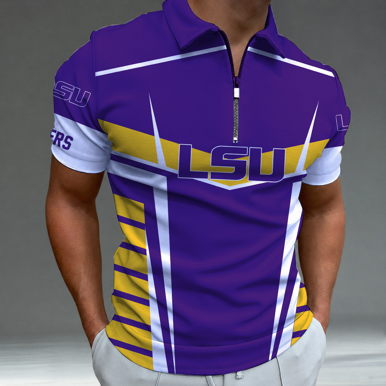 Limited Edition – New Customized NCAA Lsu Tigers Zip Polo Shirt