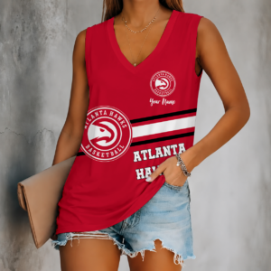 Limited Edition – Customized NBA Atlanta Hawks Women’s V-Neck Tank Top