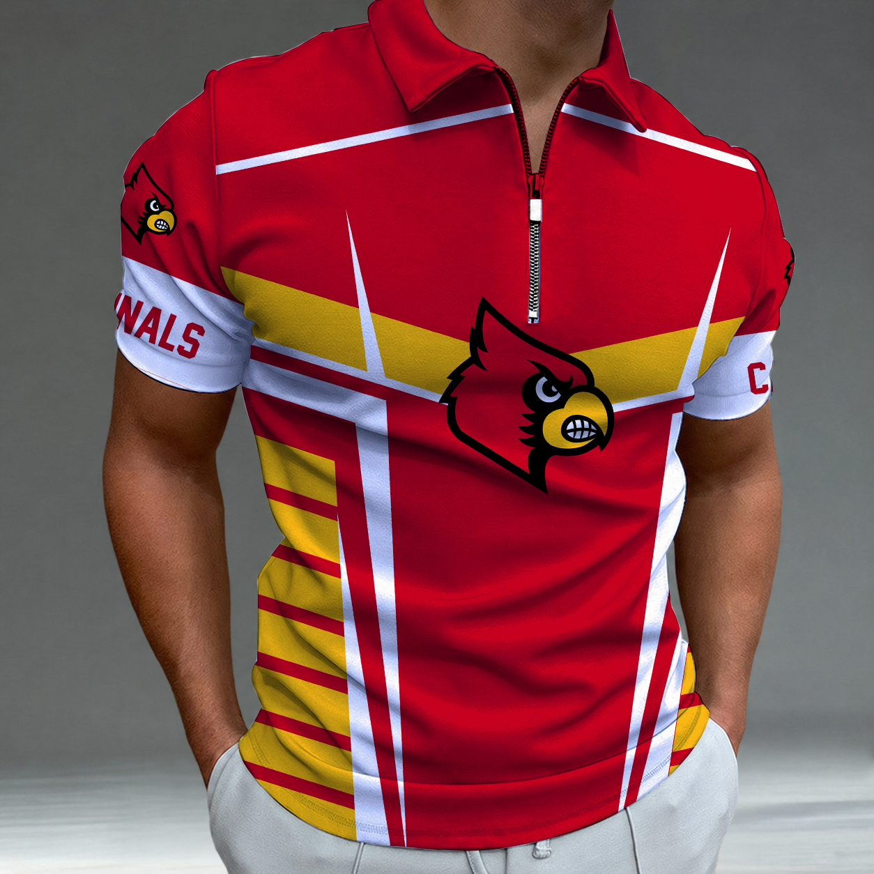 Limited Edition – New Customized NCAA Louisville Cardinals Zip Polo Shirt