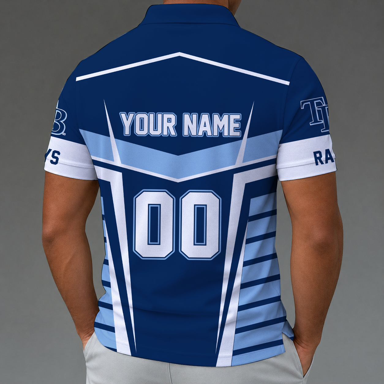 Limited Edition – Customized MLB Tampa Bay Rays Zip Polo Shirt - Image 2