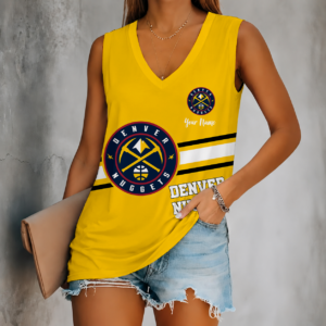 Limited Edition – Customized NBA Denver Nuggets Women’s V-Neck Tank Top