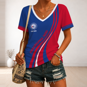 Limited Edition – New Customized NBA Philadelphia 76Ers V-Neck Female Shirt TTH2107126