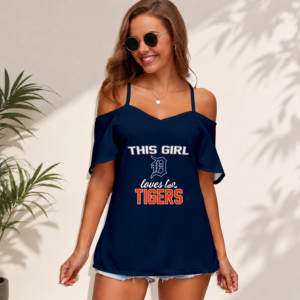 Limited Edition – Customized MLB Detroit Tigers Women’s Strappy Off-Shoulder Top