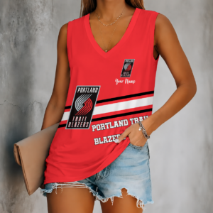 Limited Edition – Customized NBA Portland Trail Blazers Women’s V-Neck Tank Top