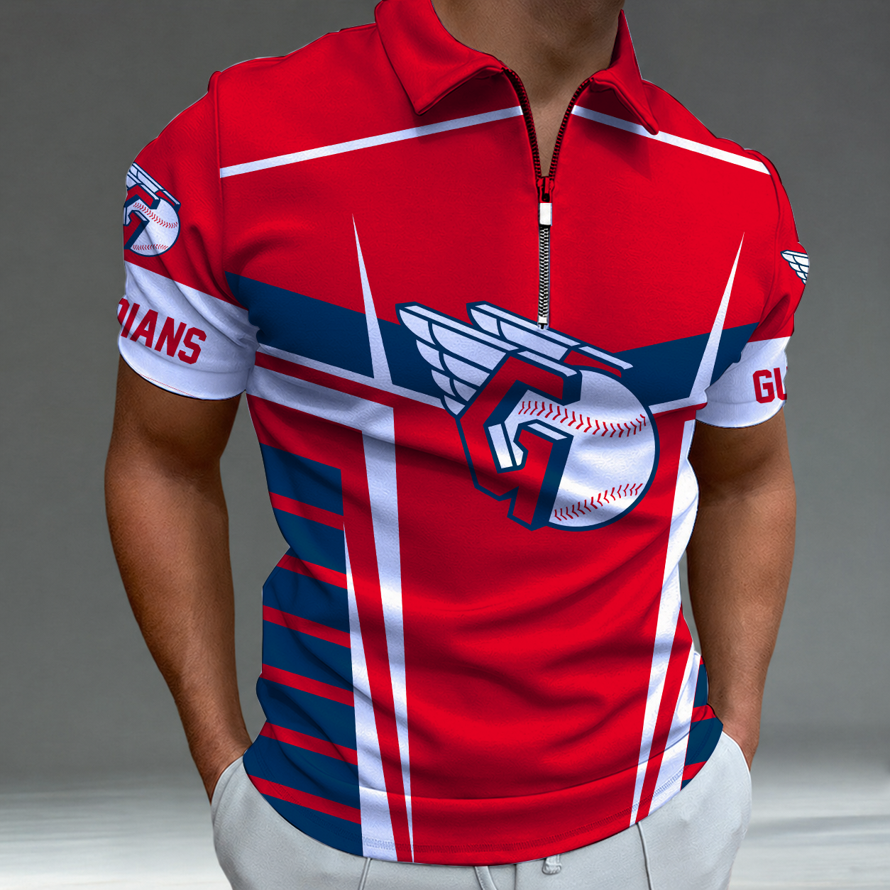 Limited Edition – Customized MLB Cleveland Guardians Zip Polo Shirt
