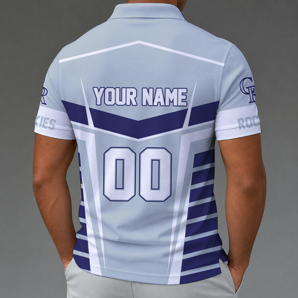 Limited Edition – Customized MLB Colorado Rockies Zip Polo Shirt - Image 2